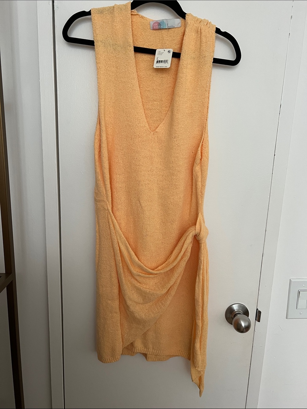 Free People Peach Knit Sleeveless Drape Swim Coverup